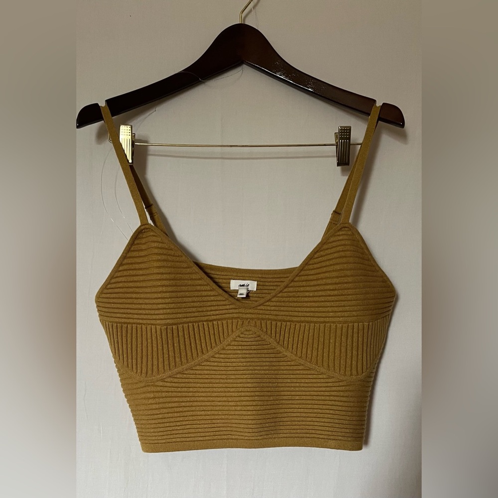 NWOT - Aerie Take Charge Ribbed Camisole Knit Top - Gold Mustard - Sz XL